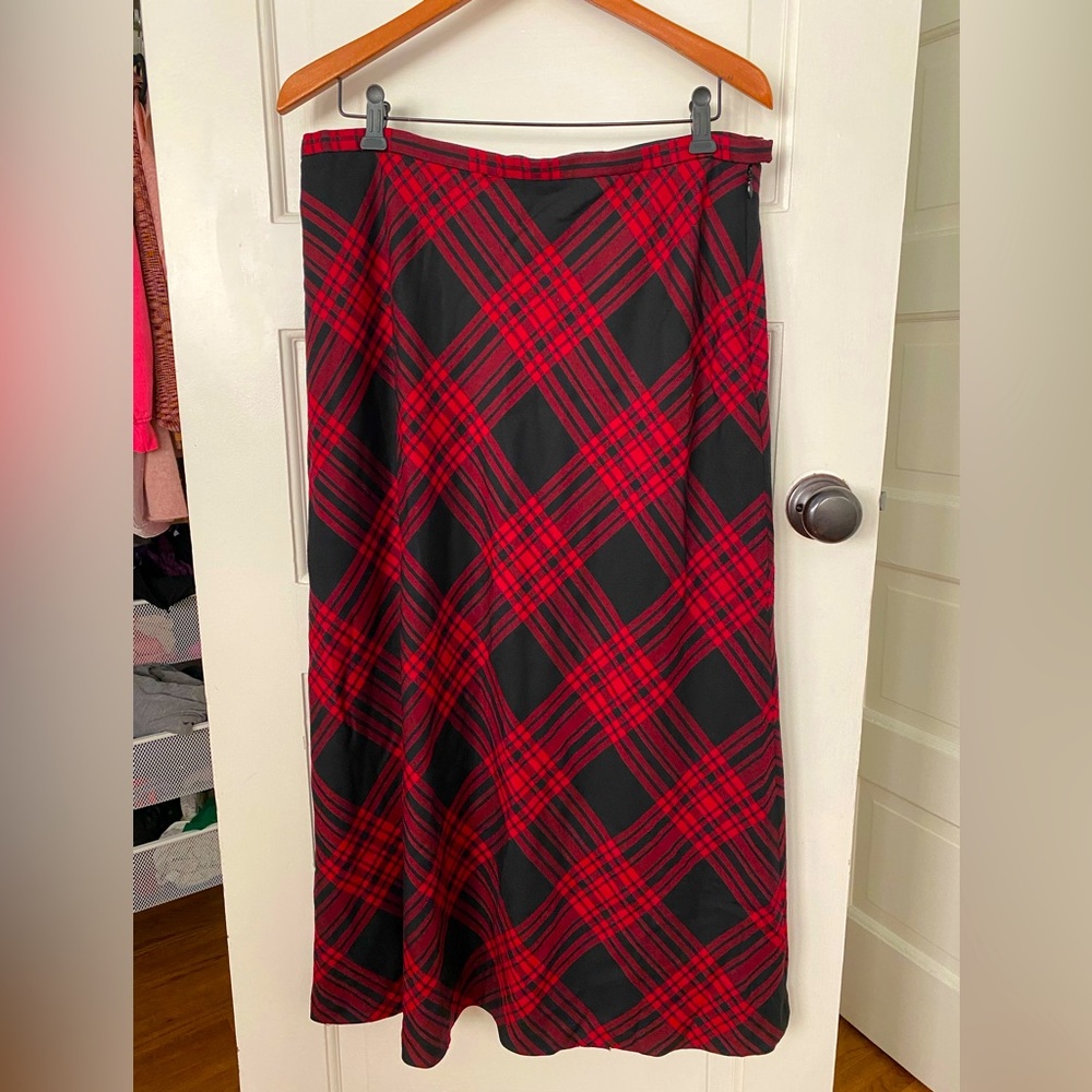 Red tartan Charter Club maxi skirt - size 14